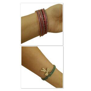 Bangle Bracelets from India and Elastic Bracelet with Ribbon Charm & Beads
